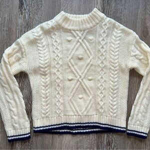 Girls Vineyard Vines Cream Cable Knit Sweater xs 5/6